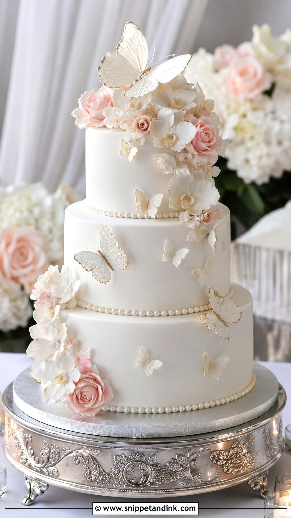 Fondant 3 Tier Butterfly Wedding Cake - Snippet and Ink - 20 3 Tier Butterfly Cake Ideas for Wedding