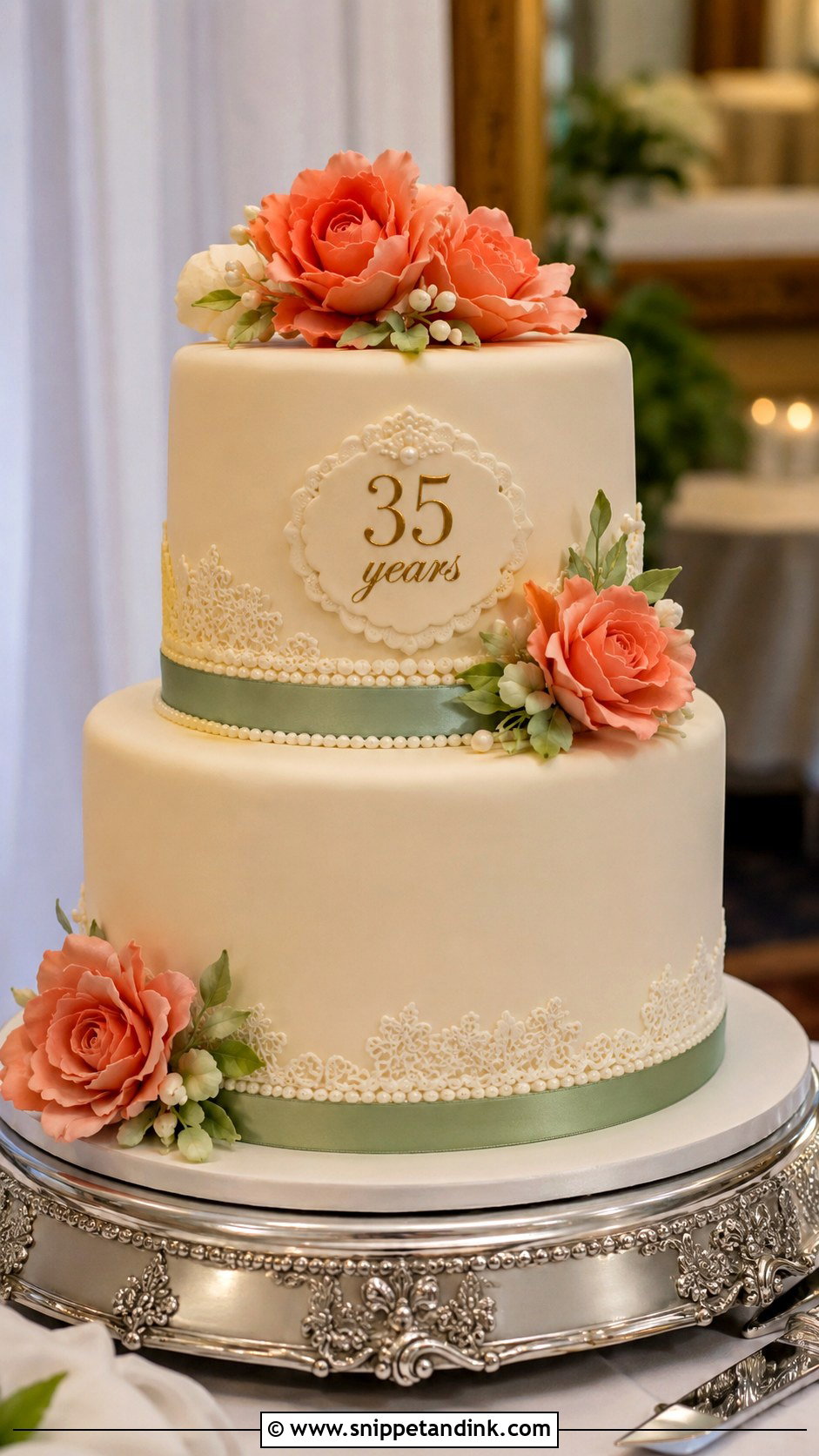 Fondant 35th Wedding Anniversary Cake - Snippet and Ink - 20 35th Wedding Anniversary Cake Ideas