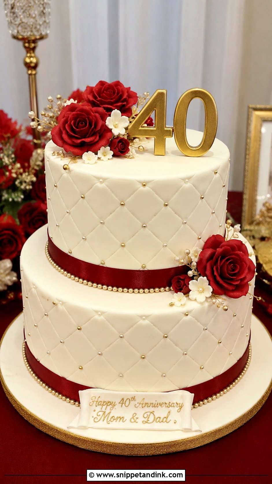 Fondant 40th Anniversary Cake - Snippet and Ink - 20 40th Anniversary Cake for Parents