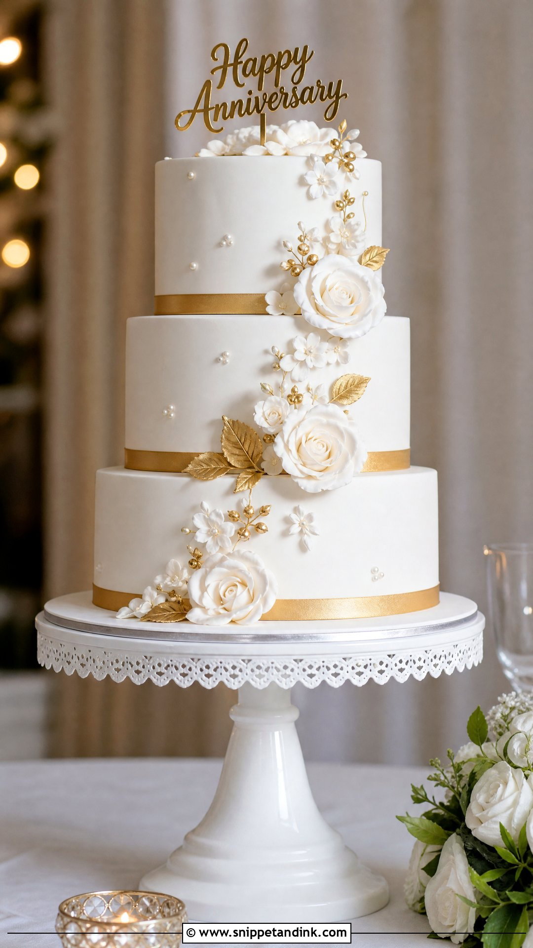 Fondant Anniversary Cake - Snippet and Ink - 30 Marriage Anniversary Cake Design Ideas