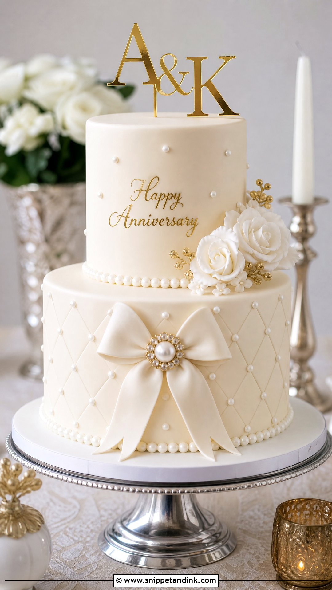 Fondant Anniversary Cake - Snippet and Ink - 30 Marriage Anniversary Cake Ideas
