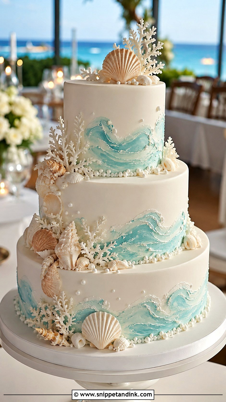 Fondant Beach Wedding Cake - Snippet and Ink - 25 Tropical Beach Wedding Cake Ideas