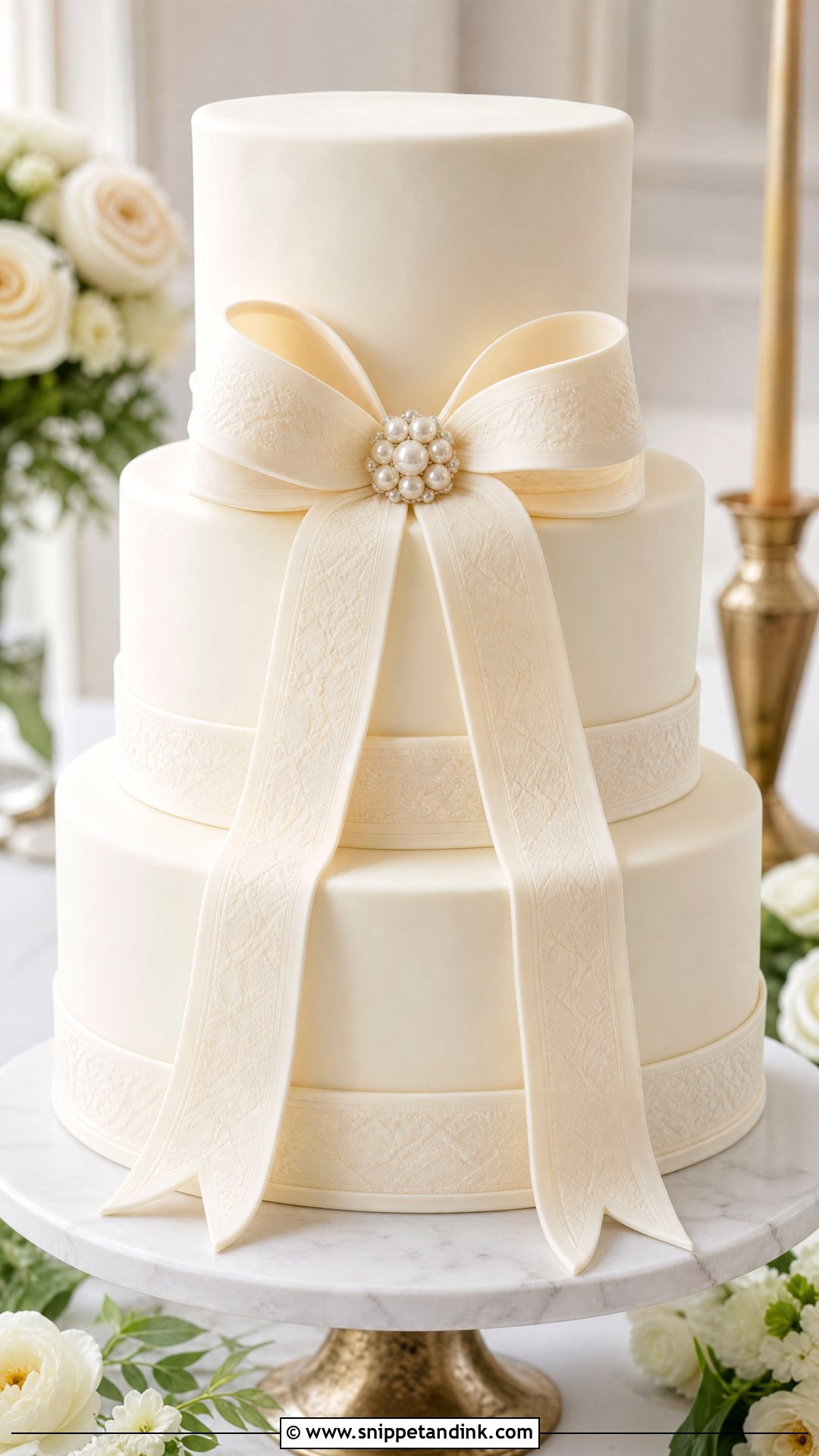 Fondant Bow Wedding Cake - Snippet and Ink - 35 Bow Cake Ideas for Wedding