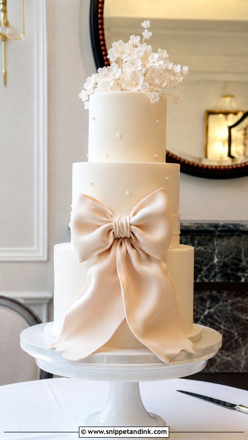 Fondant Bow Wedding Cake - Snippet and Ink - 20 Uk Cake Design Ideas for Wedding