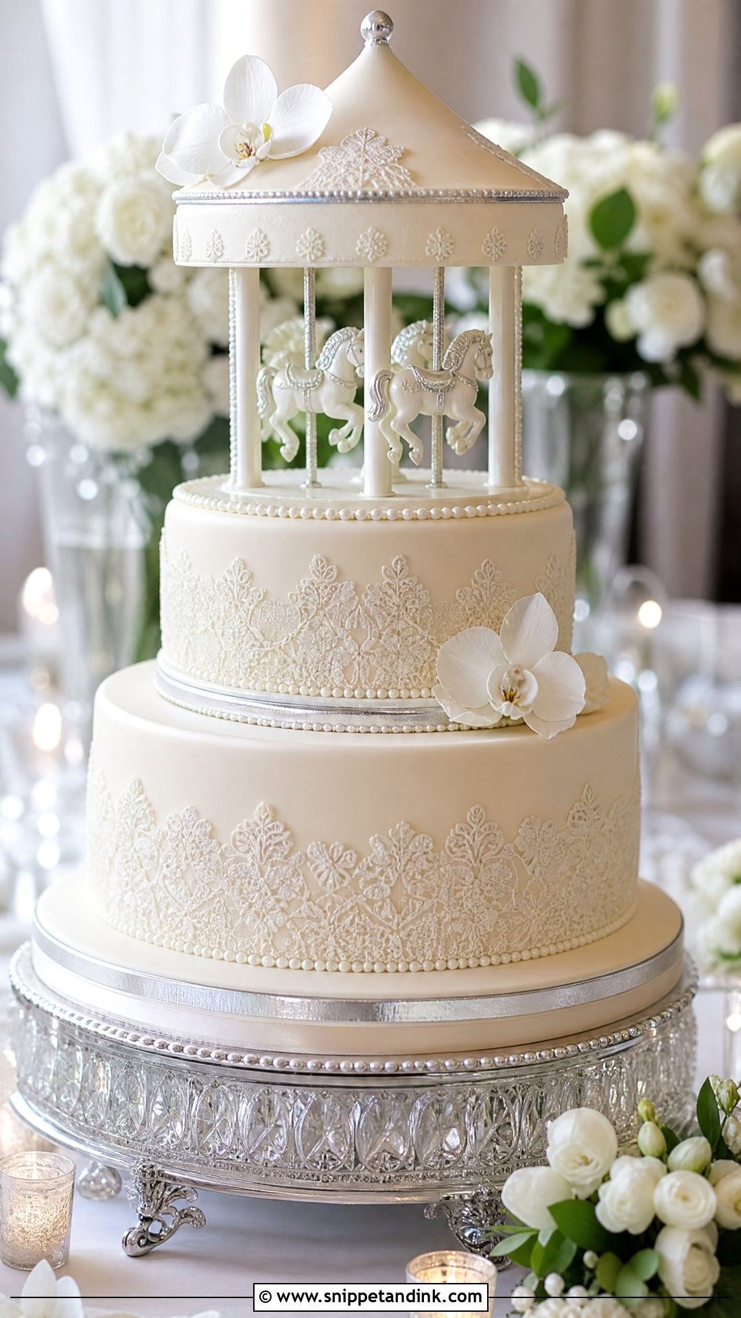 Fondant Carousel Wedding Cake - Snippet and Ink - 30 Carousel Cake Ideas for Wedding