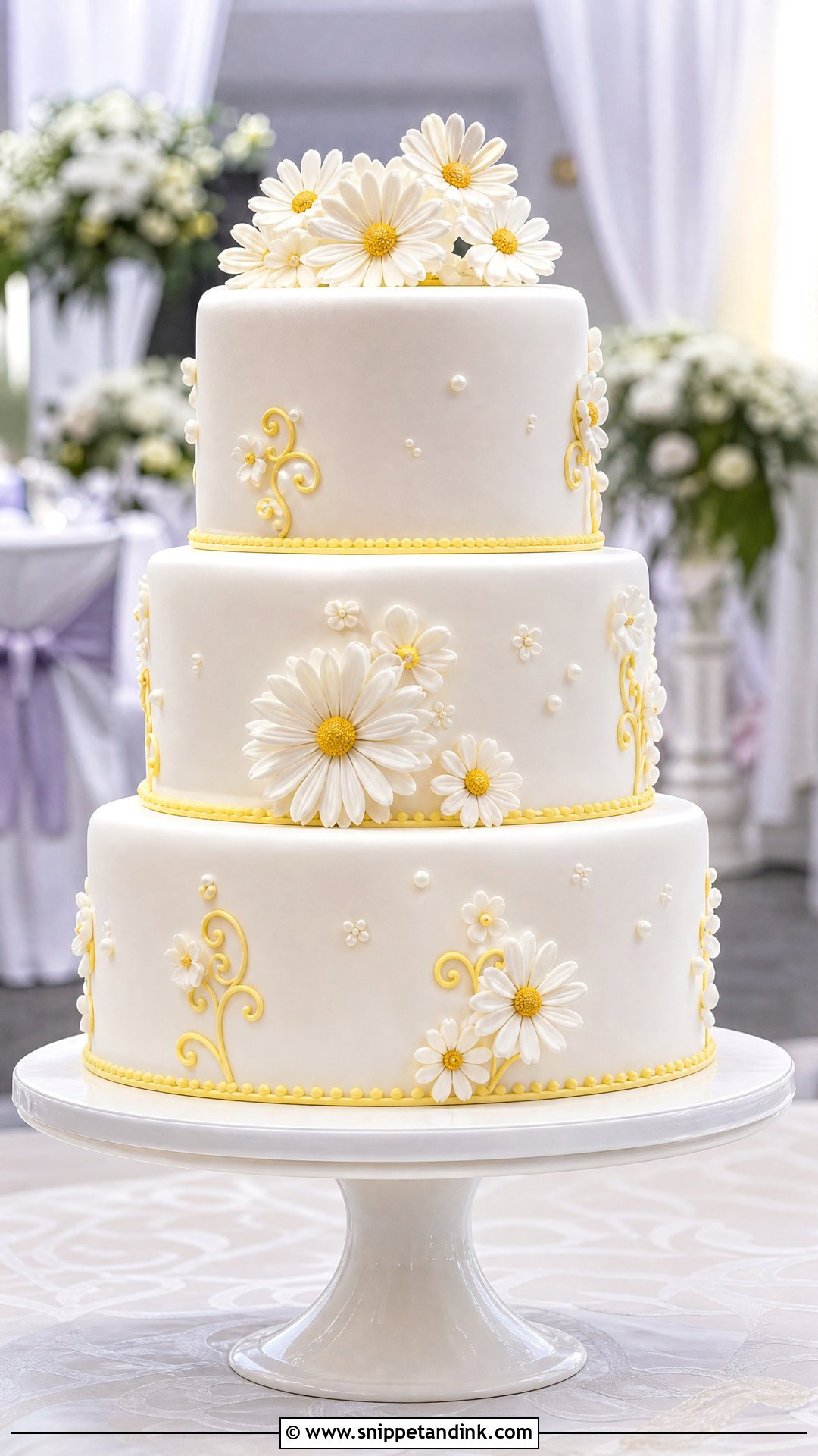 Fondant Daisy Wedding Cake - Snippet and Ink - 25 Daisy Themed Cake Ideas for Wedding