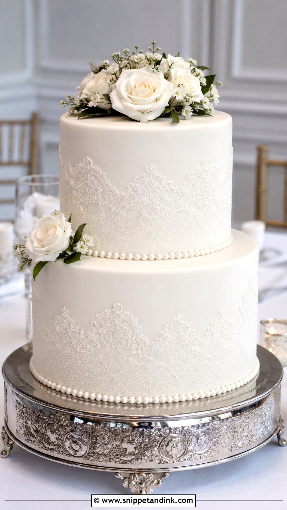 Fondant Double Decker Wedding Cake - Snippet and Ink - 20 Double Decker Cake Design Ideas for Wedding