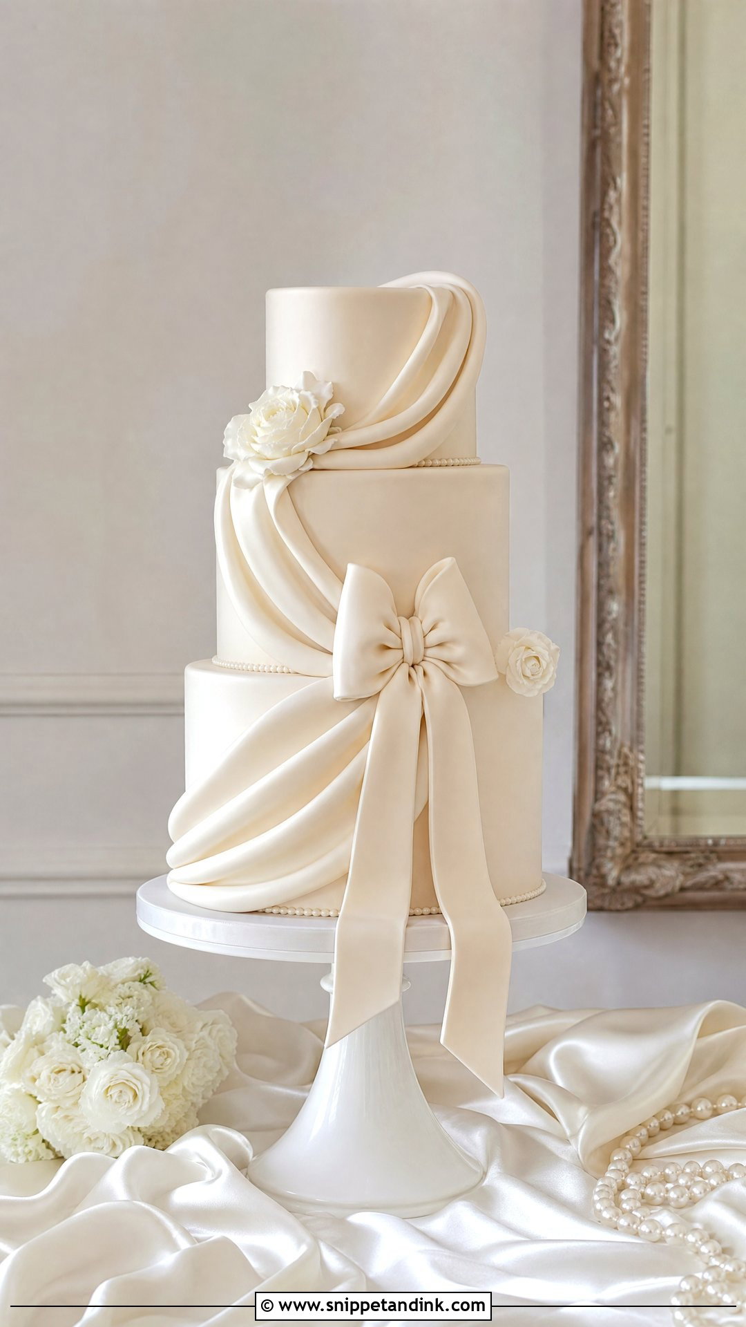 Fondant Draped Wedding Cake - Snippet and Ink - 20 Unique Wedding Cake Ideas