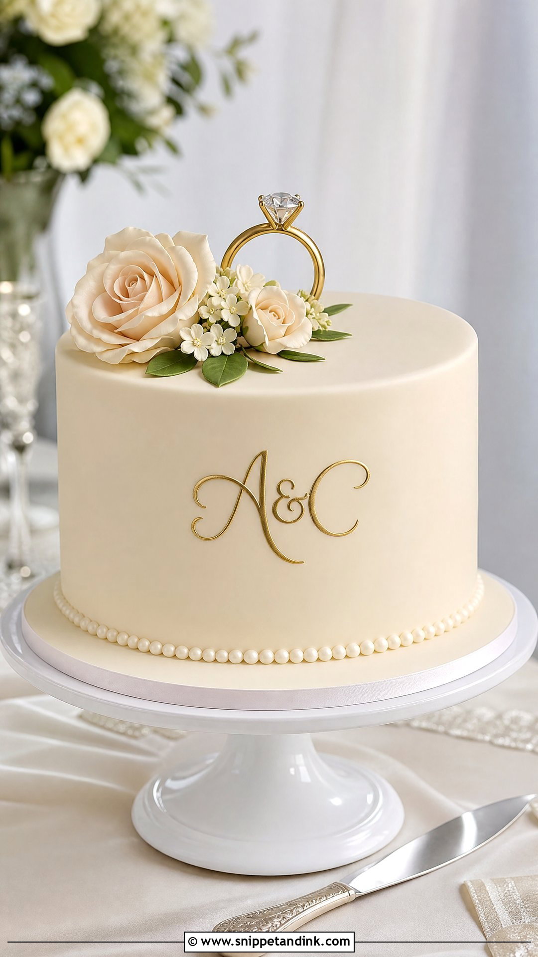 Fondant Engagement Cake - Snippet and Ink - 30 Engagement Cake Designs