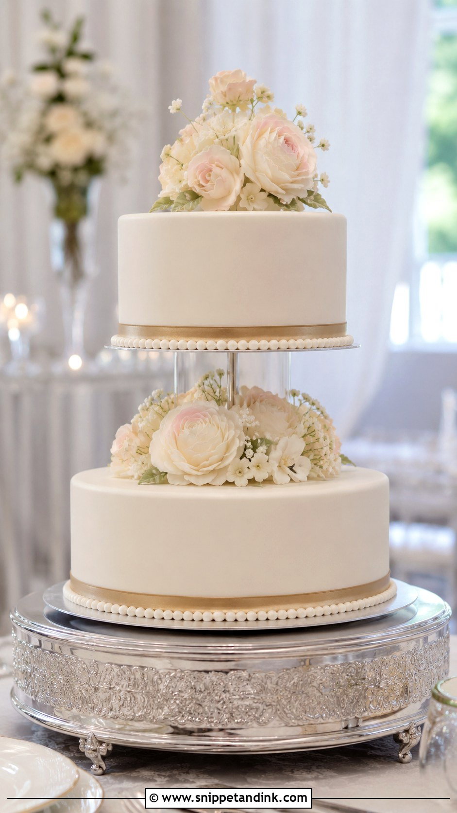 Fondant Floating Tier Wedding Cake - Snippet and Ink - 20 Wedding Cake Ideas with Floating Tier