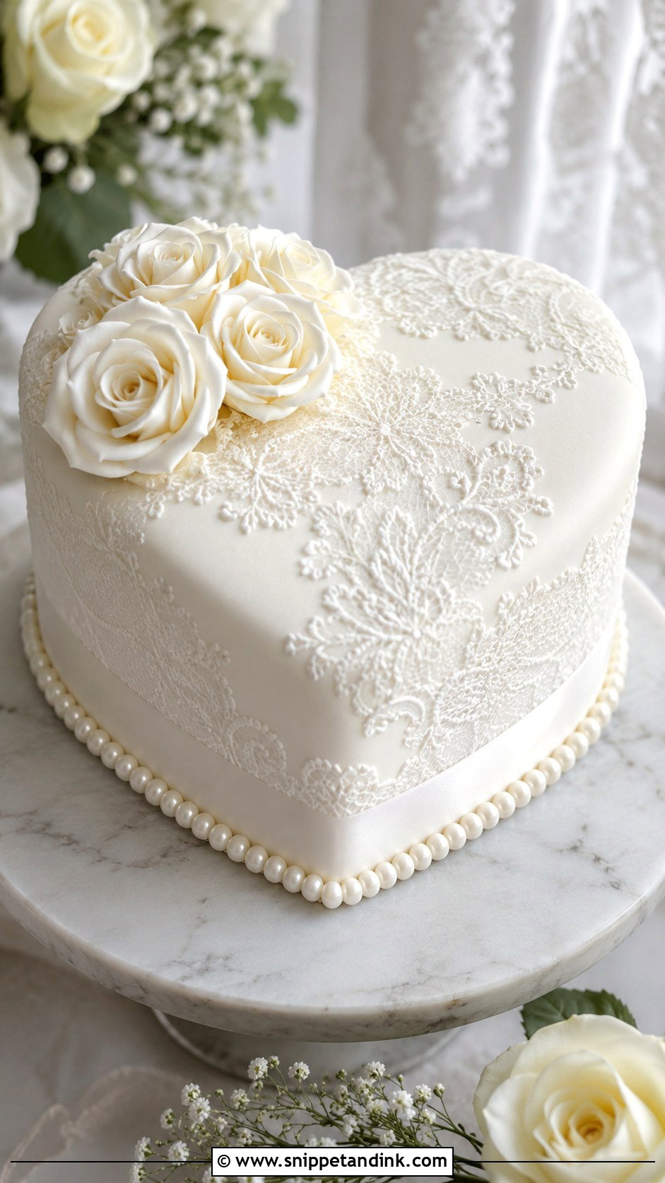 Fondant Heart Shaped Wedding Cake - Snippet and Ink - 20 Heart Shaped Wedding Cakes