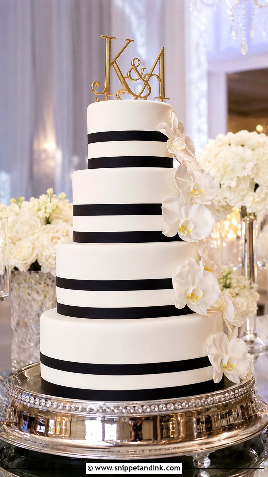 Fondant Striped Wedding Cake - Snippet and Ink - 20 Striped Wedding Cake Ideas