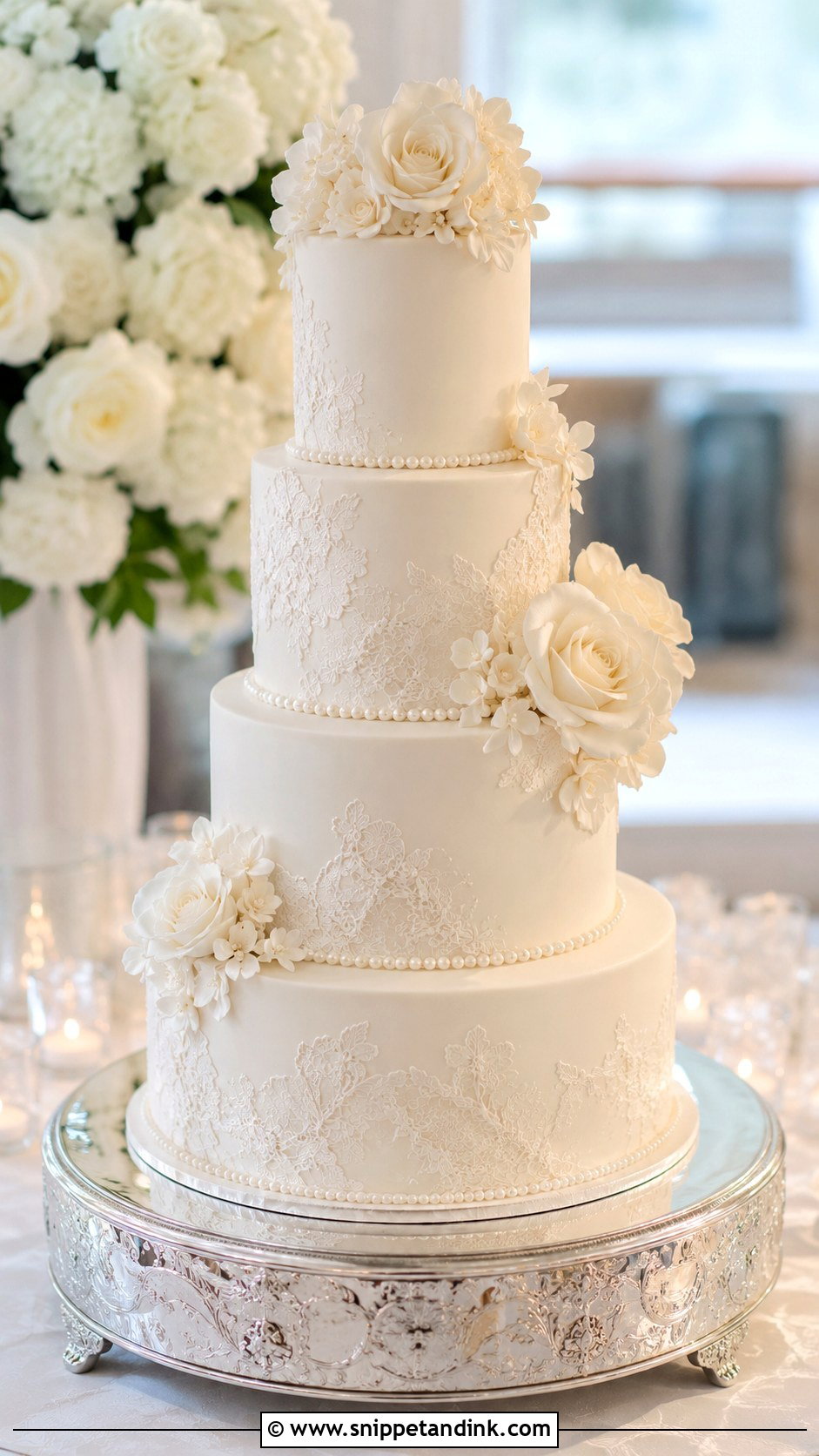 Fondant Tiered Wedding Cake - Snippet and Ink - 30 Tiered Wedding Cake Ideas
