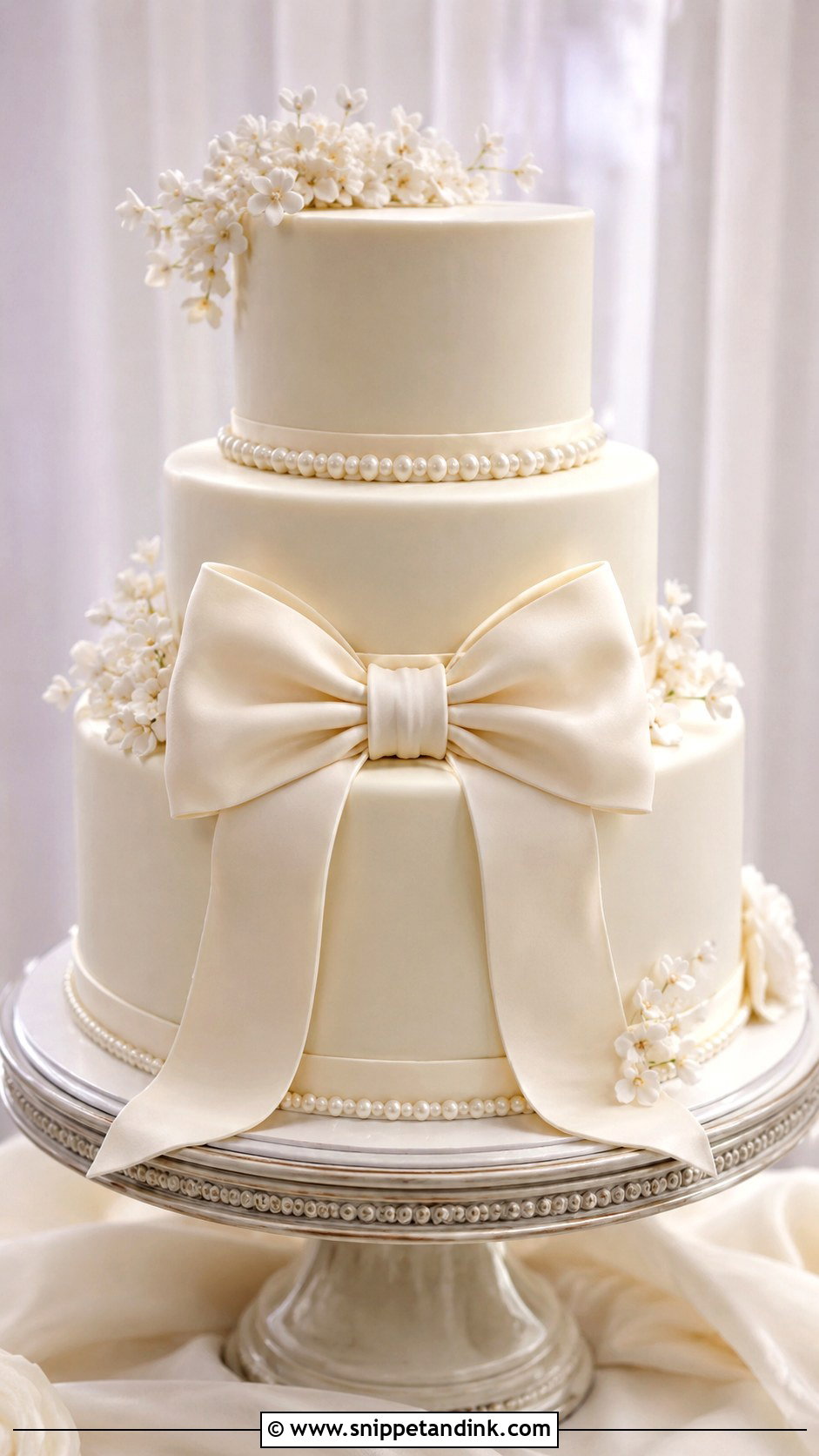 Fondant Wedding Cake With Bow - Snippet and Ink - 20 Fondant Cake Tutorial Ideas for Wedding