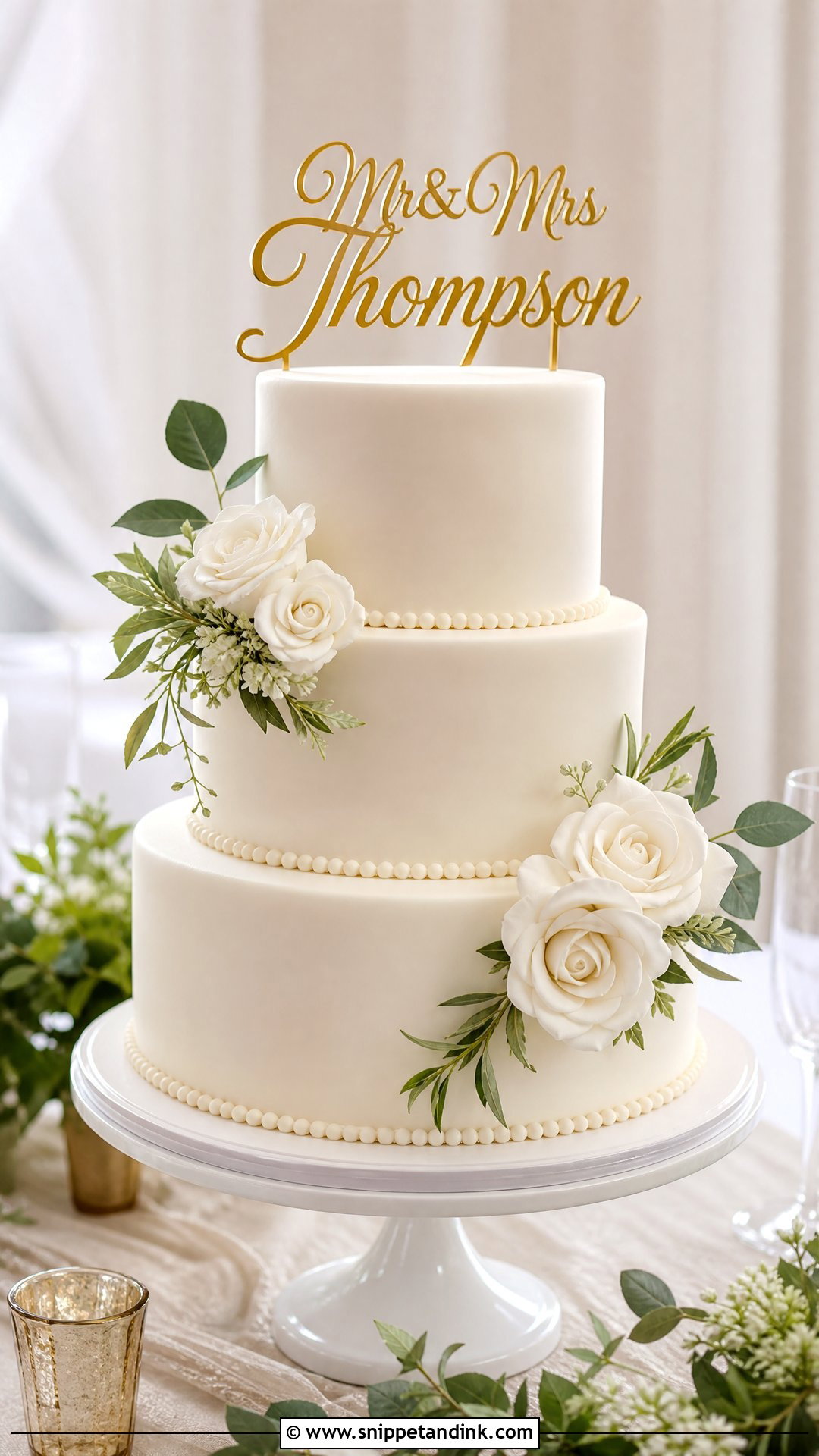 Fondant Wedding Cake With Cake Topper - Snippet and Ink - 35 Fondant Cakes for Wedding