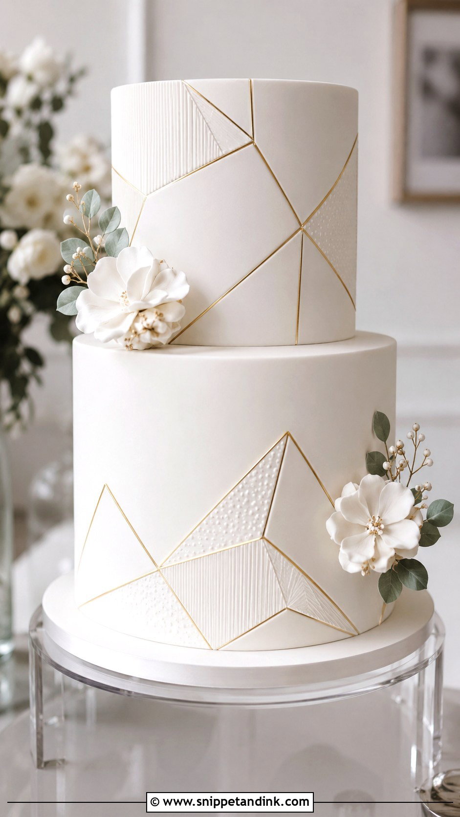 Fondant Wedding Cake With Geometric Pattern - Snippet and Ink - 20 Fondant Cake Tutorial Ideas for Wedding