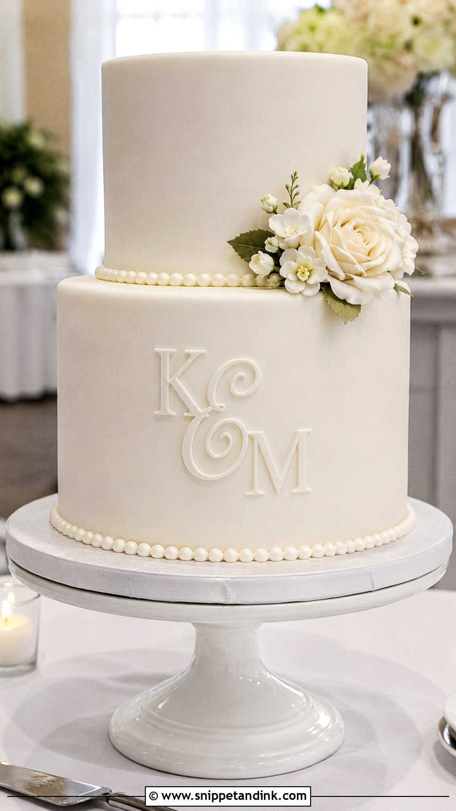 Fondant Wedding Cake With Monogram - Snippet and Ink - 20 Fondant Cake Tutorial Ideas for Wedding