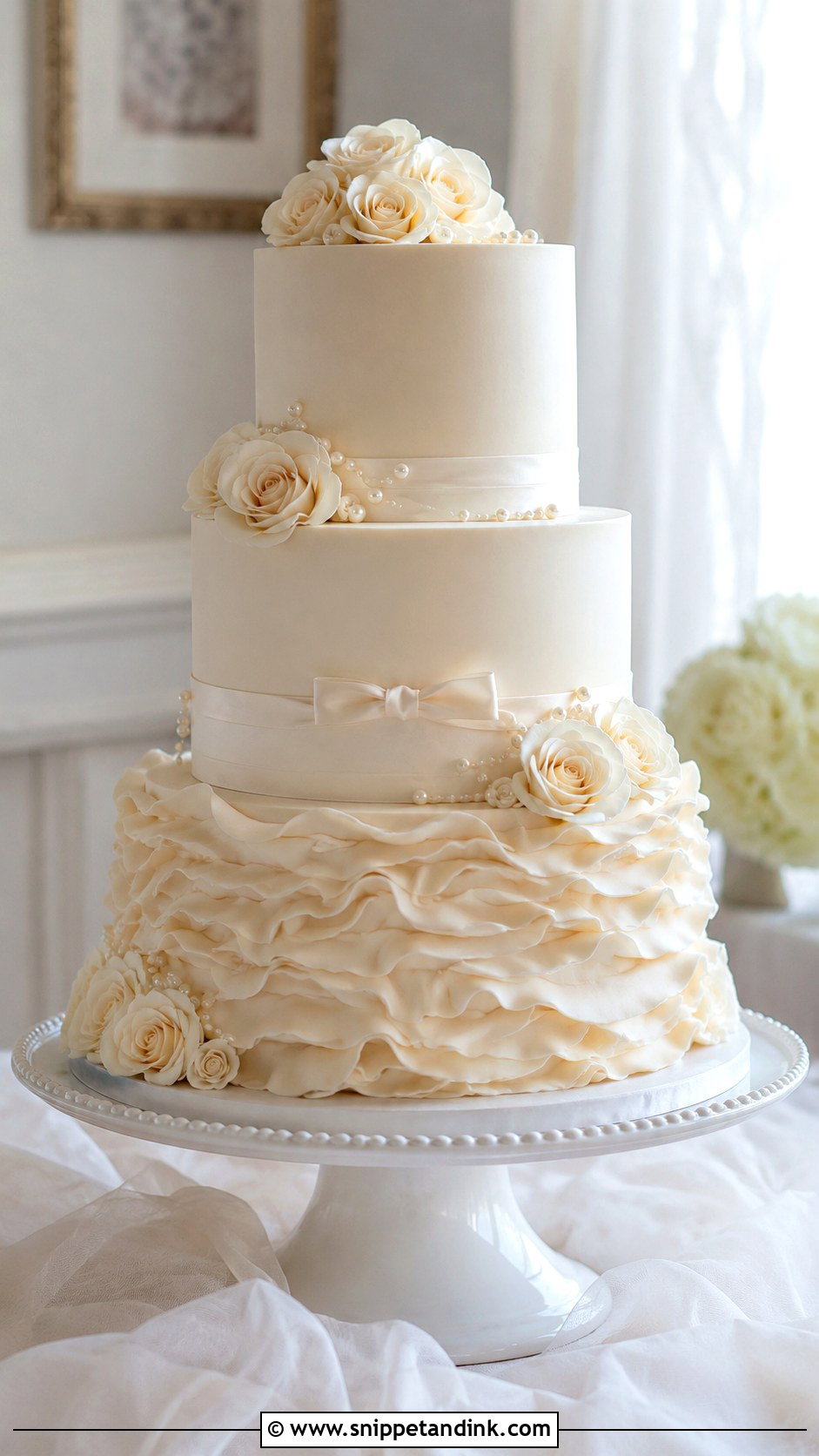 Fondant Wedding Cake With Ruffles - Snippet and Ink - 20 Fondant Cake Tutorial Ideas for Wedding