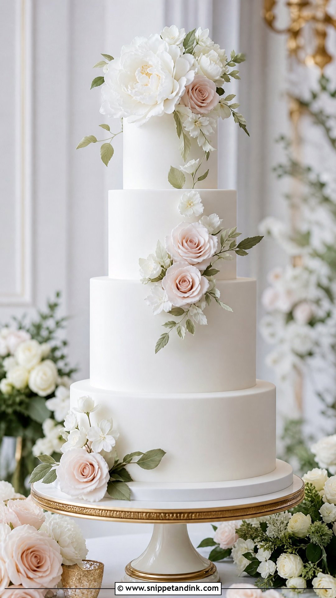 Fondant Wedding Cake With Sugar Flowers - Snippet and Ink - 20 Traditional Wedding Cakes