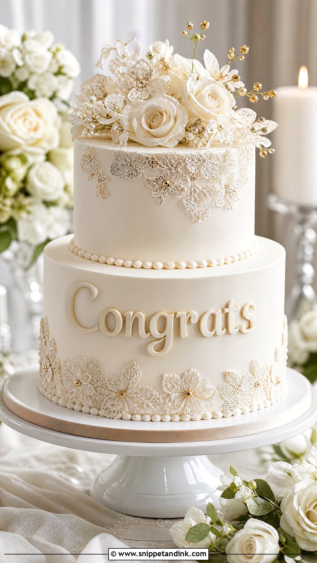 Fondant Wedding Congrats Cake - Snippet and Ink - 30 Congrats Cake Ideas for Wedding