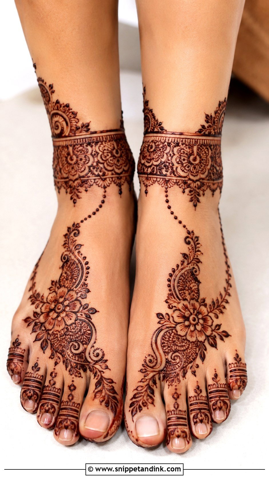Foot And Ankle Mehndi Design - Snippet and Ink - 35 Legs Mehndi Design Ideas