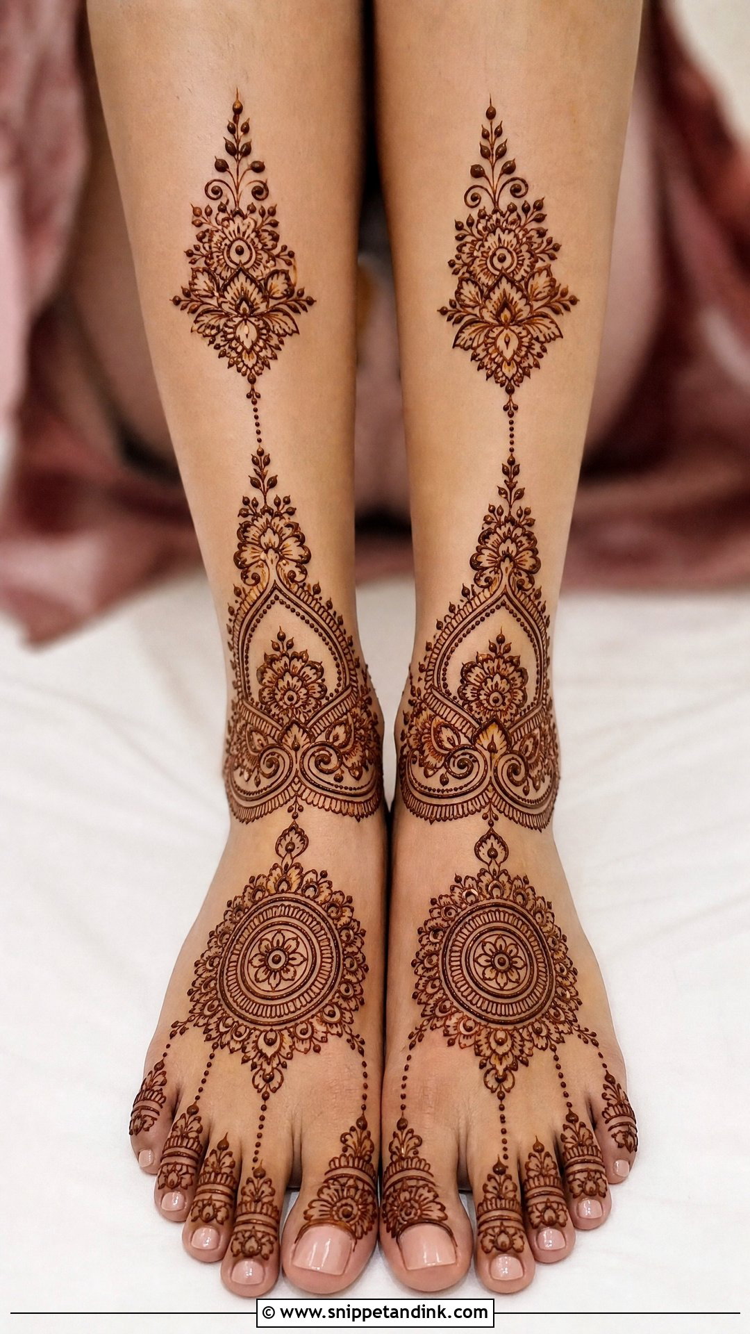 Foot And Calf Bridal Mehndi Design - Snippet and Ink - 20 Legs Bridal Mehndi Designs