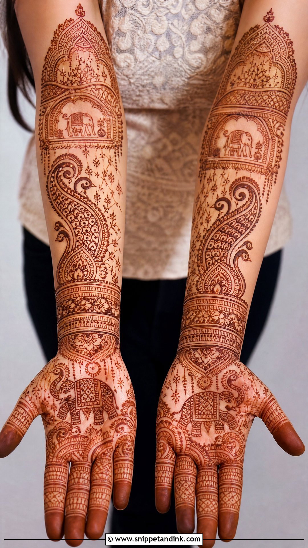 Forearm Bridal Mehndi Design - Snippet and Ink - 30 Indian Bridal Mehndi Designs