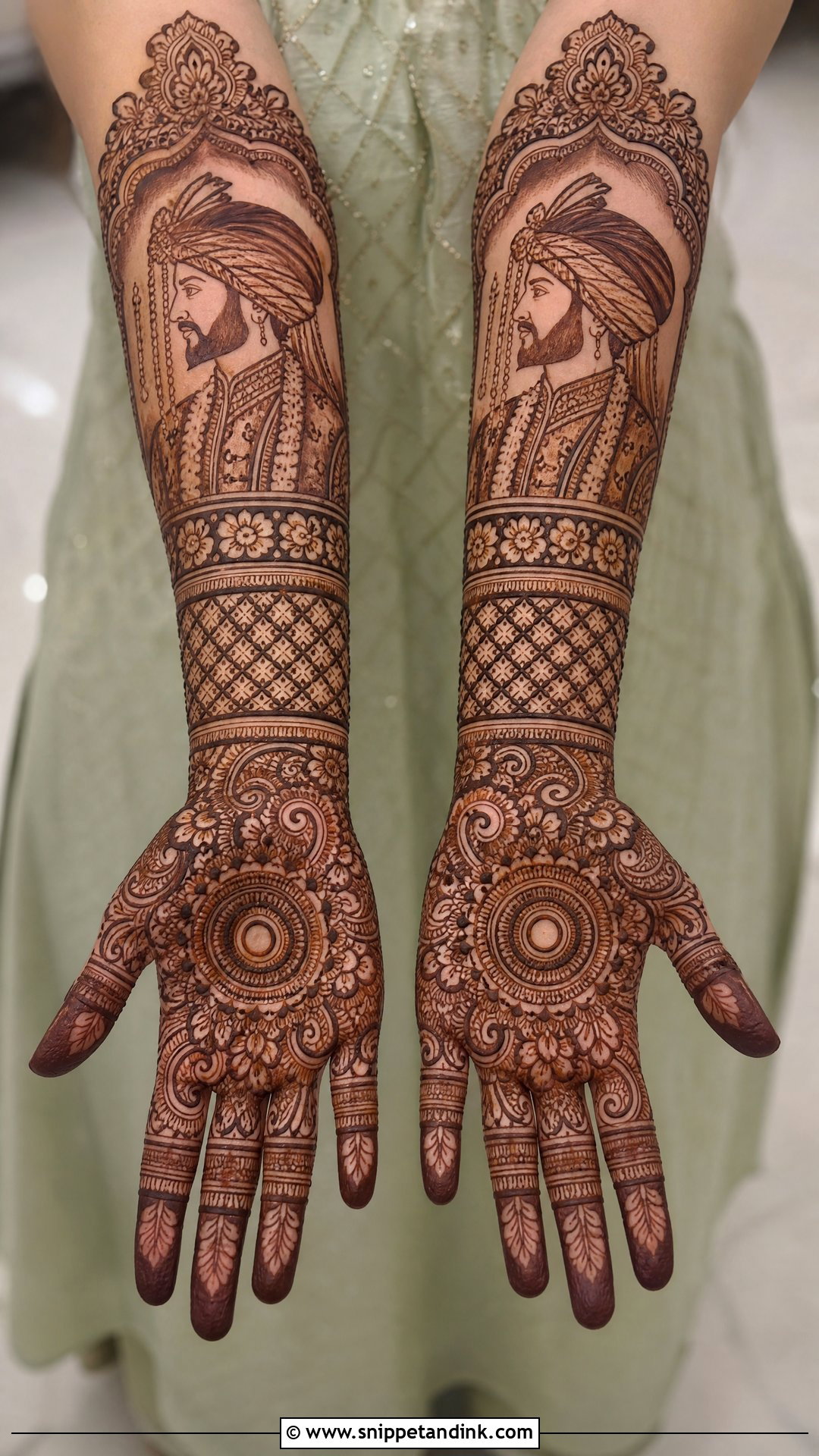 Forearm Groom Face Mehndi Design - Snippet and Ink - 25 Groom Face Mehndi Designs