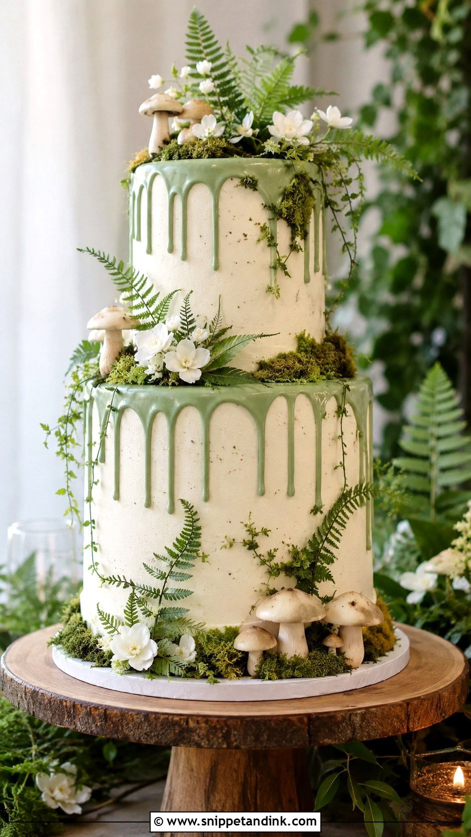 Forest Fairy Drip Wedding Cake - Snippet and Ink - 20 Forest Fairy Wedding Cake Ideas