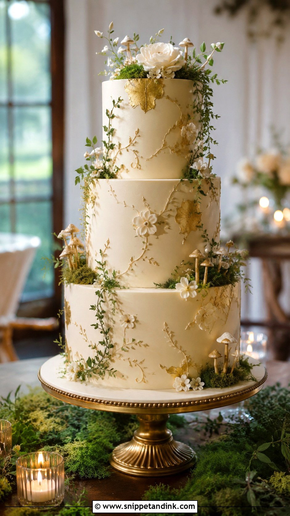 Forest Fairy Gold Wedding Cake - Snippet and Ink - 20 Forest Fairy Wedding Cake Ideas