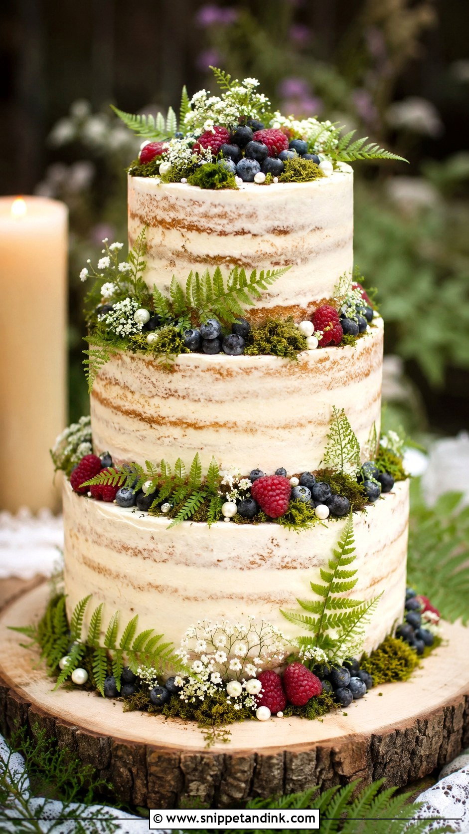 Forest Fairy Naked Wedding Cake - Snippet and Ink - 20 Forest Fairy Wedding Cake Ideas