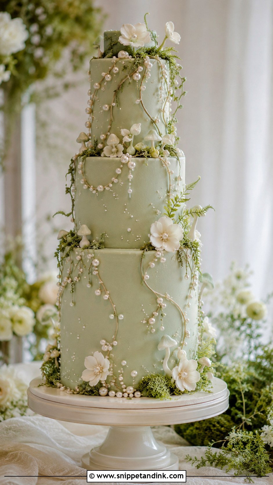 Forest Fairy Pearl Wedding Cake - Snippet and Ink - 20 Forest Fairy Wedding Cake Ideas