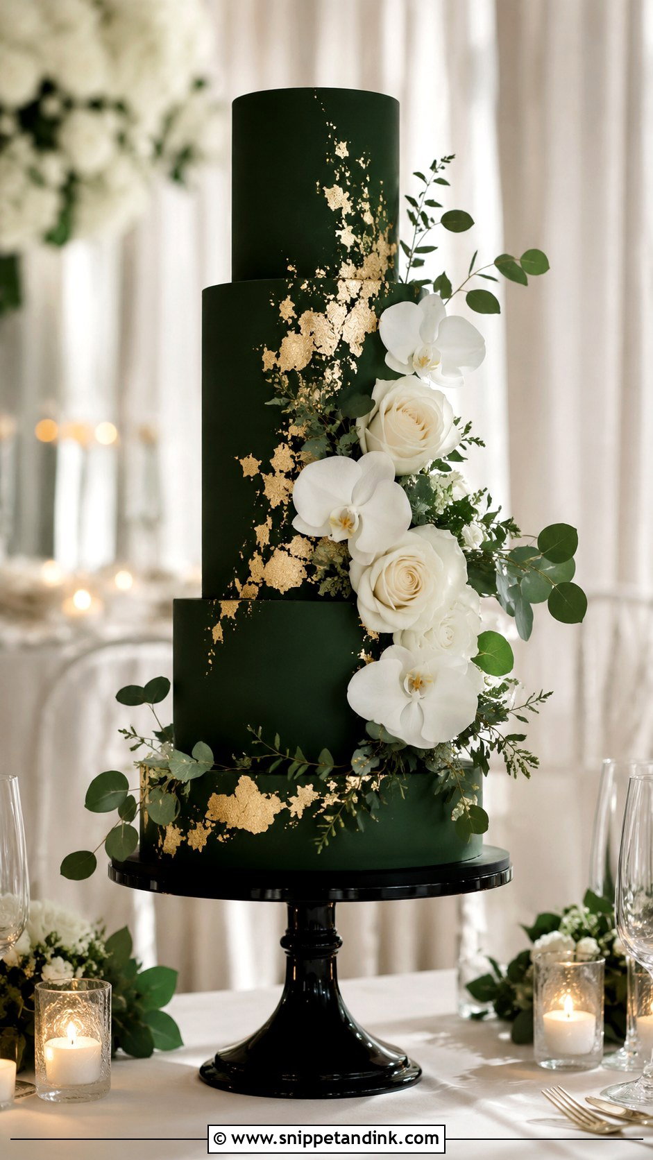 Forest Green Wedding Cake - Snippet and Ink - 20 Green Wedding Cake Ideas