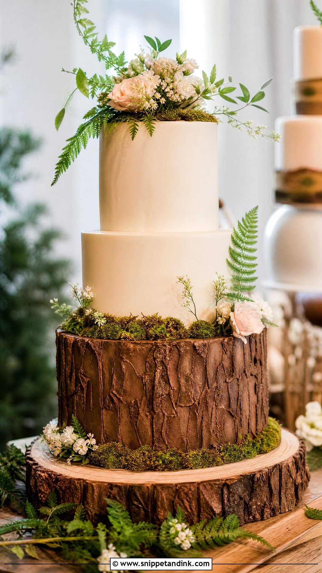 Forest Wedding Cake With Bark Texture - Snippet and Ink - 25 Forest Theme Cake Ideas for Wedding