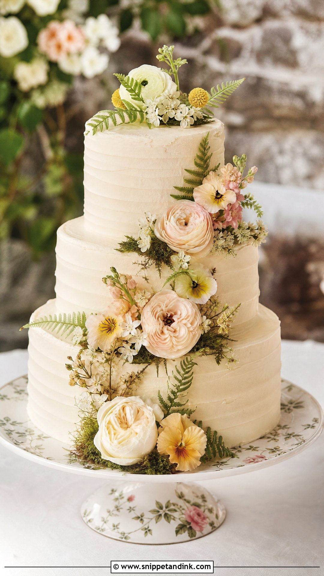 Forest Wedding Cake With Edible Flowers - Snippet and Ink - 25 Forest Theme Cake Ideas for Wedding