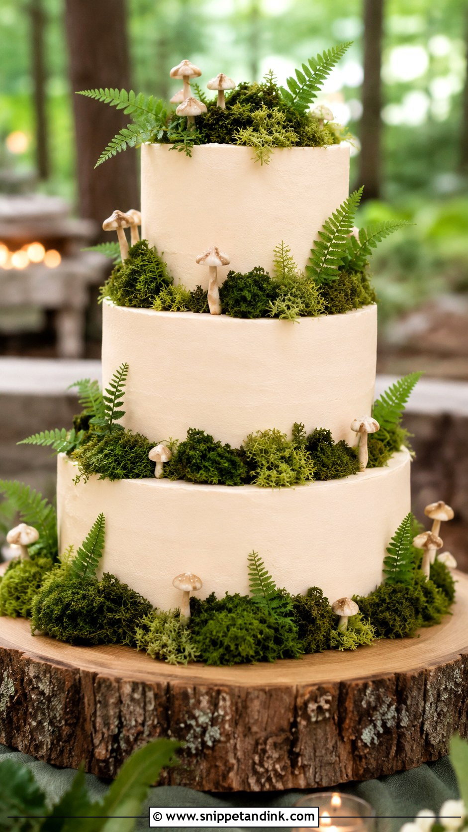 Forest Wedding Cake With Edible Moss - Snippet and Ink - 20 Forest Inspired Wedding Cake Ideas