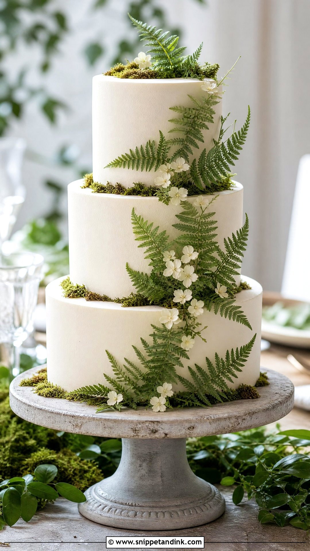 Forest Wedding Cake With Ferns - Snippet and Ink - 25 Forest Theme Cake Ideas for Wedding