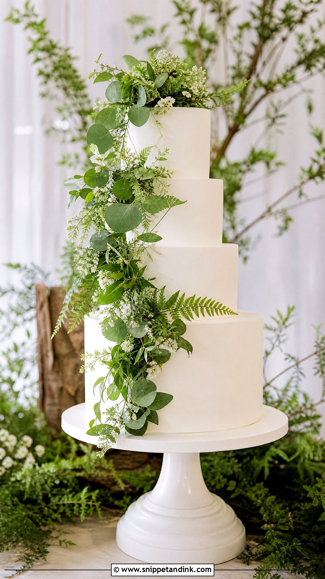 Forest Wedding Cake With Greenery - Snippet and Ink - 25 Forest Theme Cake Ideas for Wedding