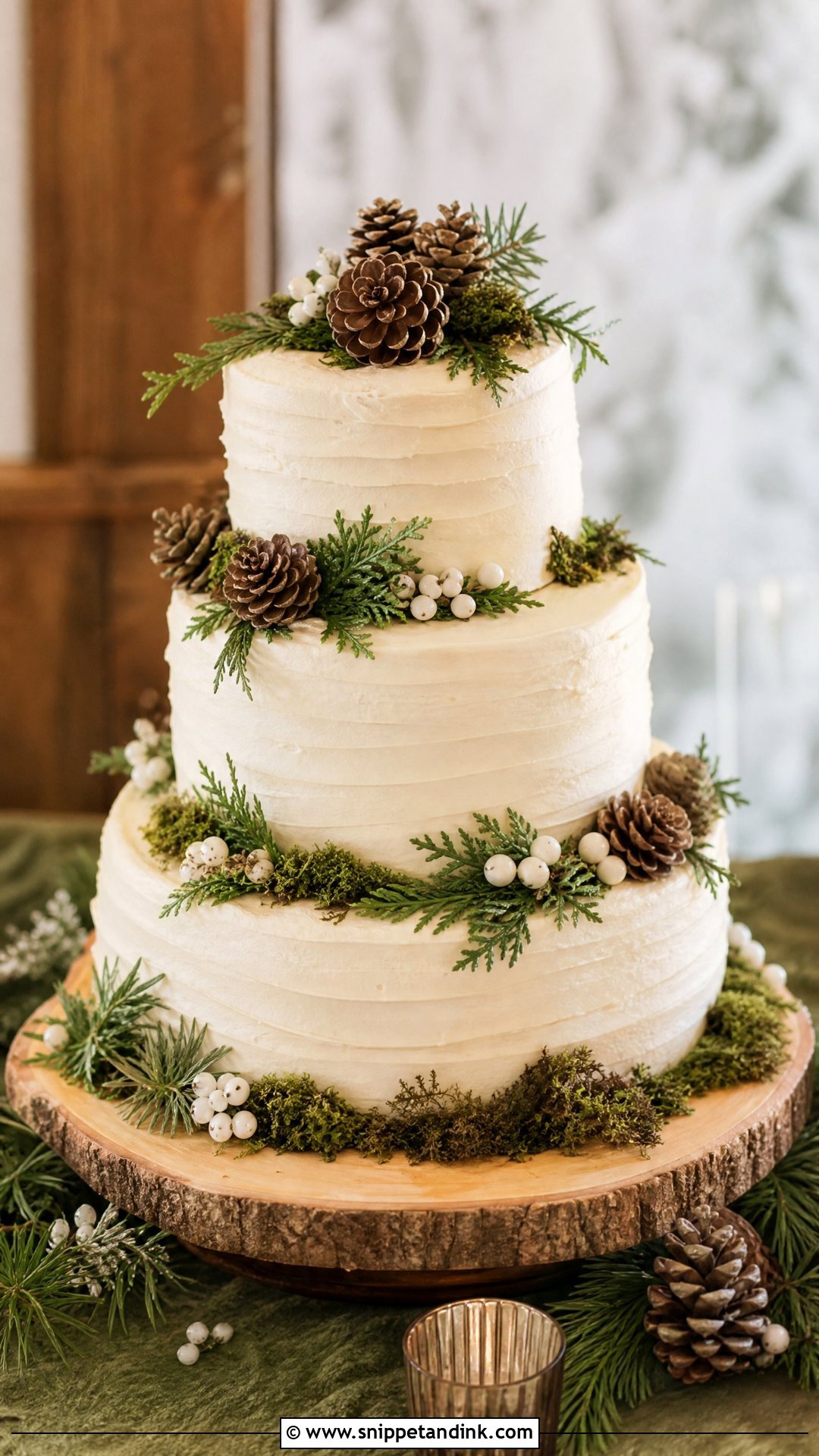 Forest Wedding Cake With Pine Cones - Snippet and Ink - 25 Forest Theme Cake Ideas for Wedding