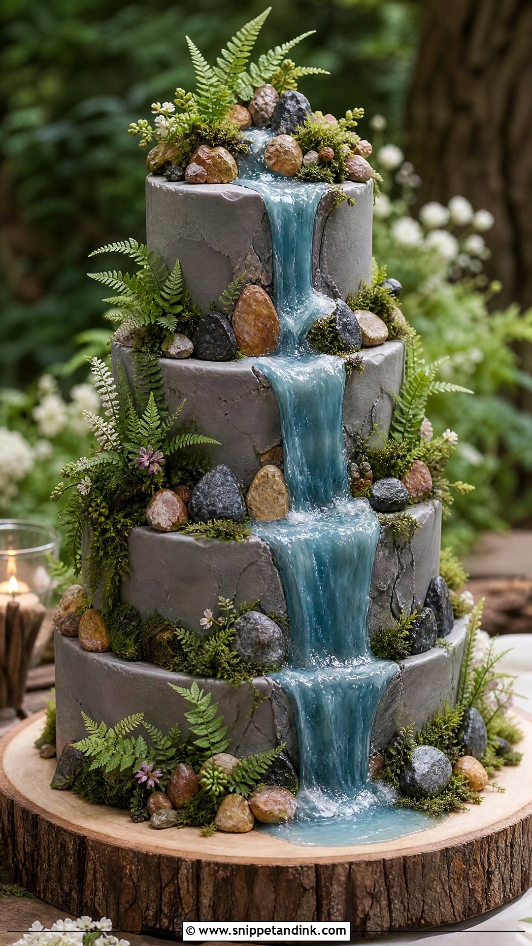 Forest Wedding Cake With Waterfall - Snippet and Ink - 25 Forest Theme Cake Ideas for Wedding