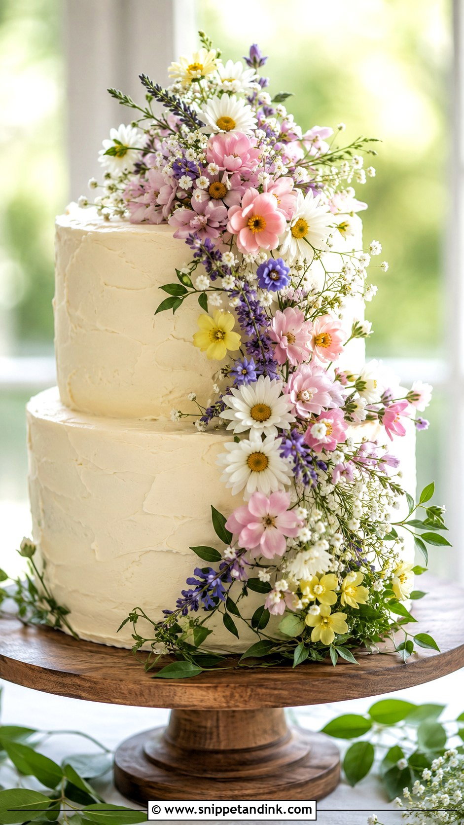 Forest Wedding Cake With Wildflowers - Snippet and Ink - 20 Simple Forest Wedding Cake Ideas