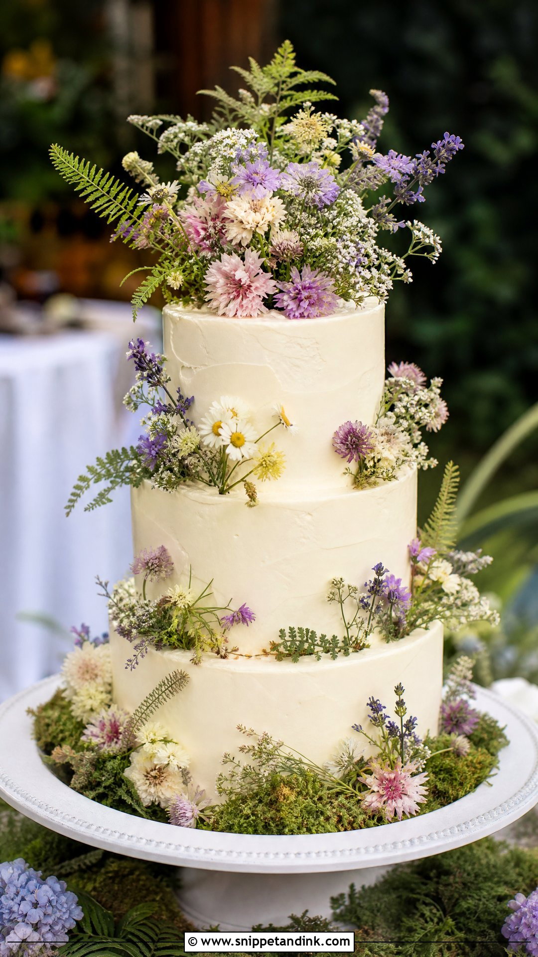Forest Wedding Cake With Wildflowers - Snippet and Ink - 25 Forest Theme Cake Ideas for Wedding