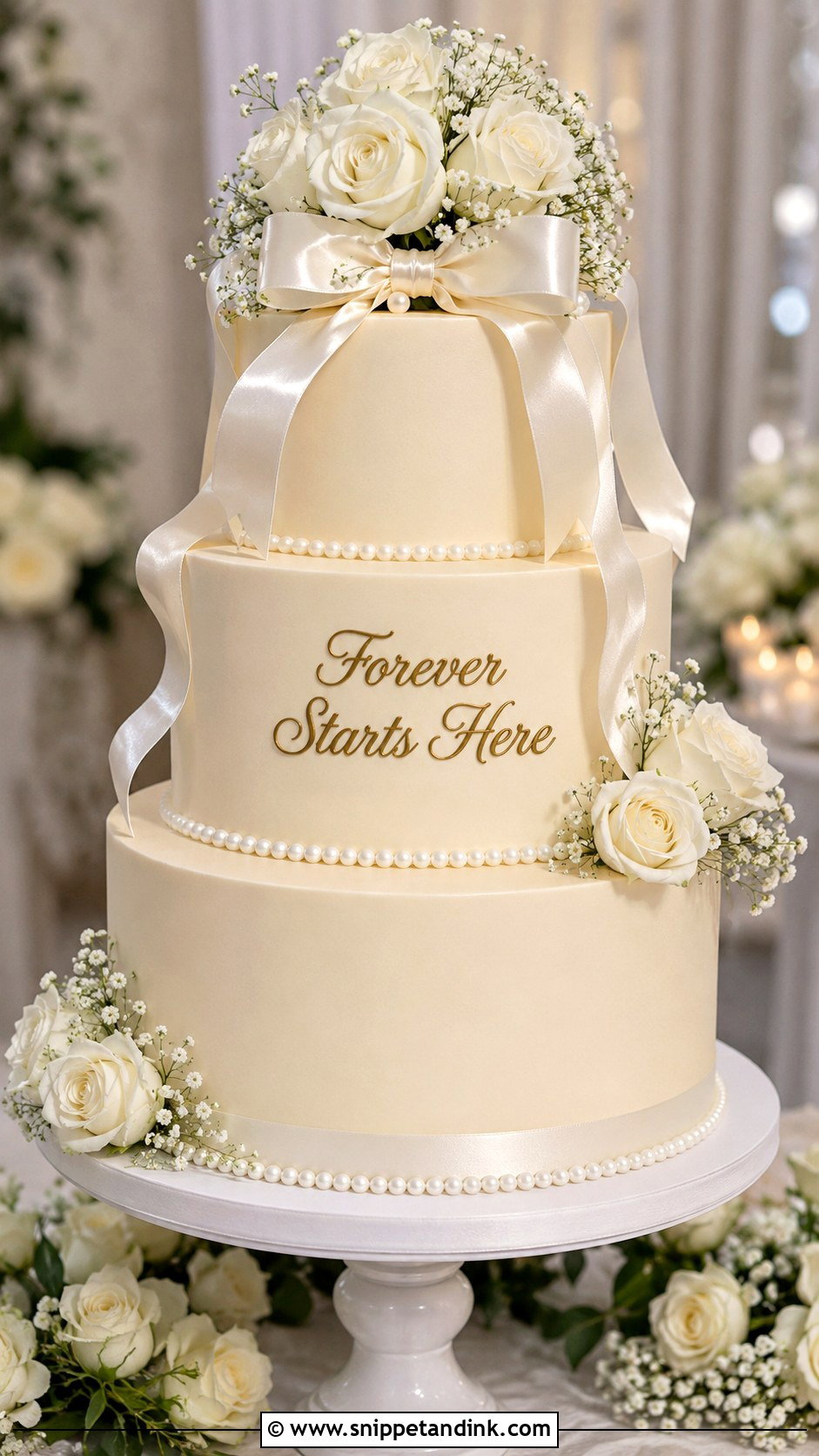 Forever Starts Here Wedding Cake - Snippet and Ink - 20 Quote Cake Ideas for Wedding