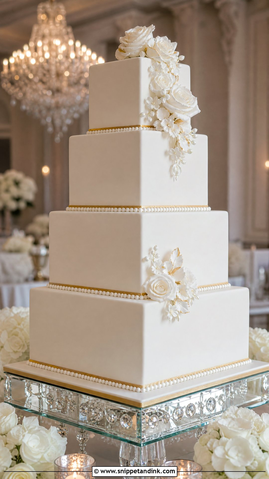 Four Tier Square Wedding Cake - Snippet and Ink - 20 Square Wedding Cakes