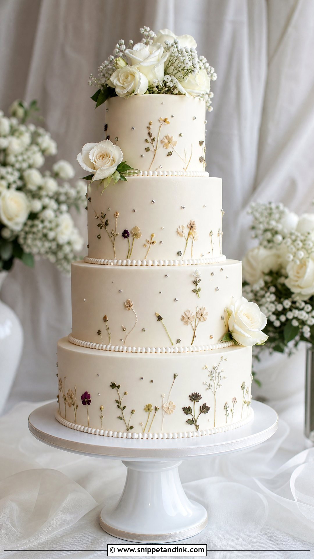 Four Tier Vanilla Almond Torte Wedding Cake - Snippet and Ink - 20 Tier Torte Ideas for Wedding