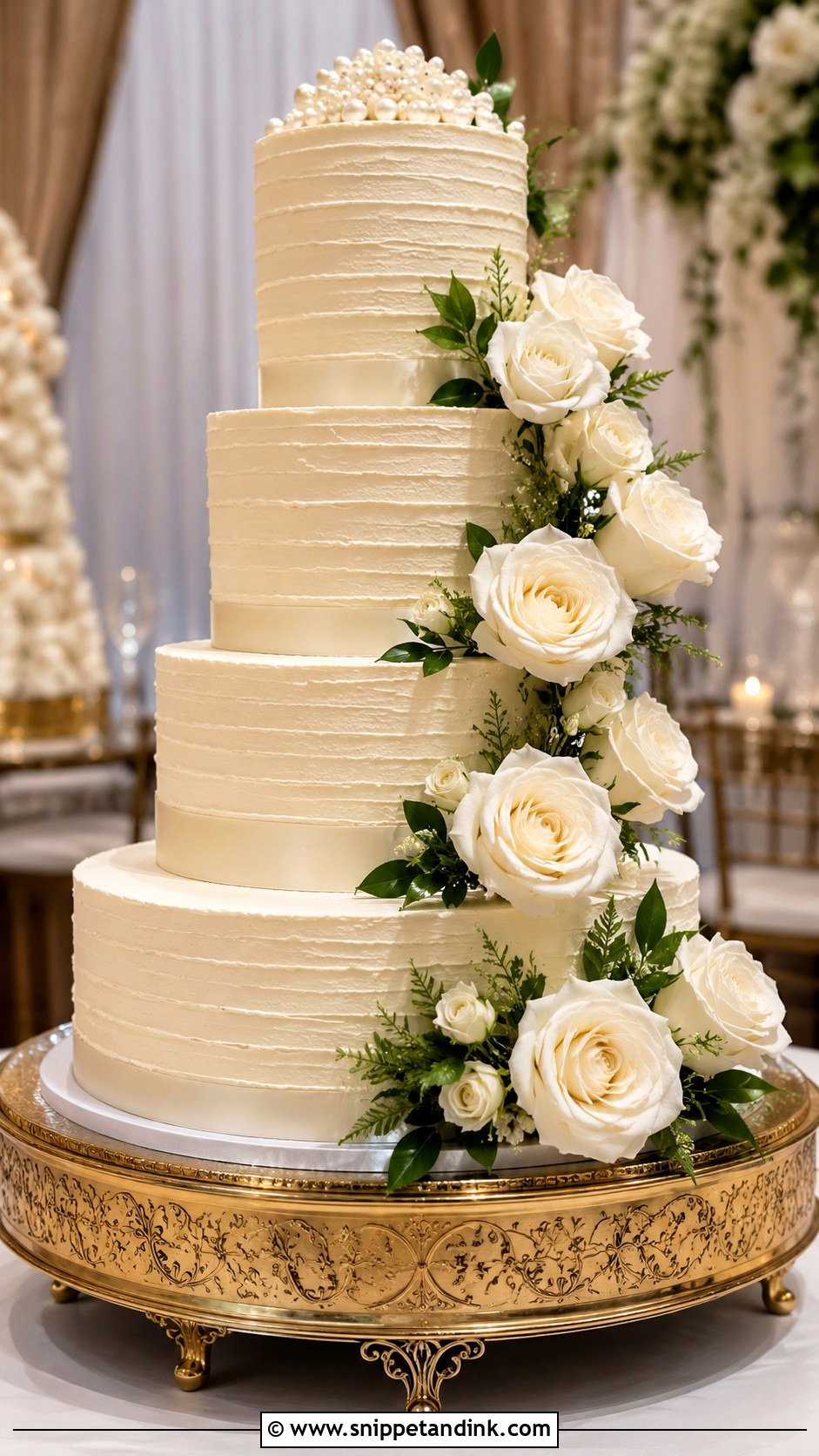 Four Tier Wedding Cake For 175 Guests - Snippet and Ink - 25 Wedding Cake Size Guide