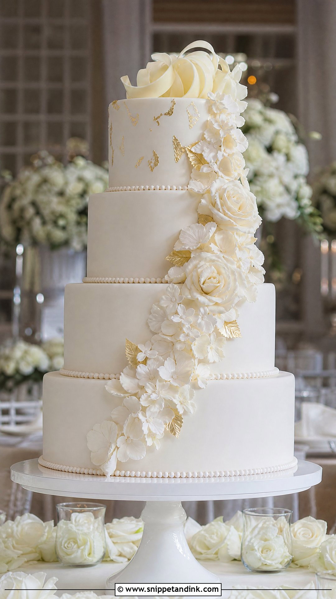 Four Tier White Chocolate Torte Wedding Cake - Snippet and Ink - 20 Tier Torte Ideas for Wedding