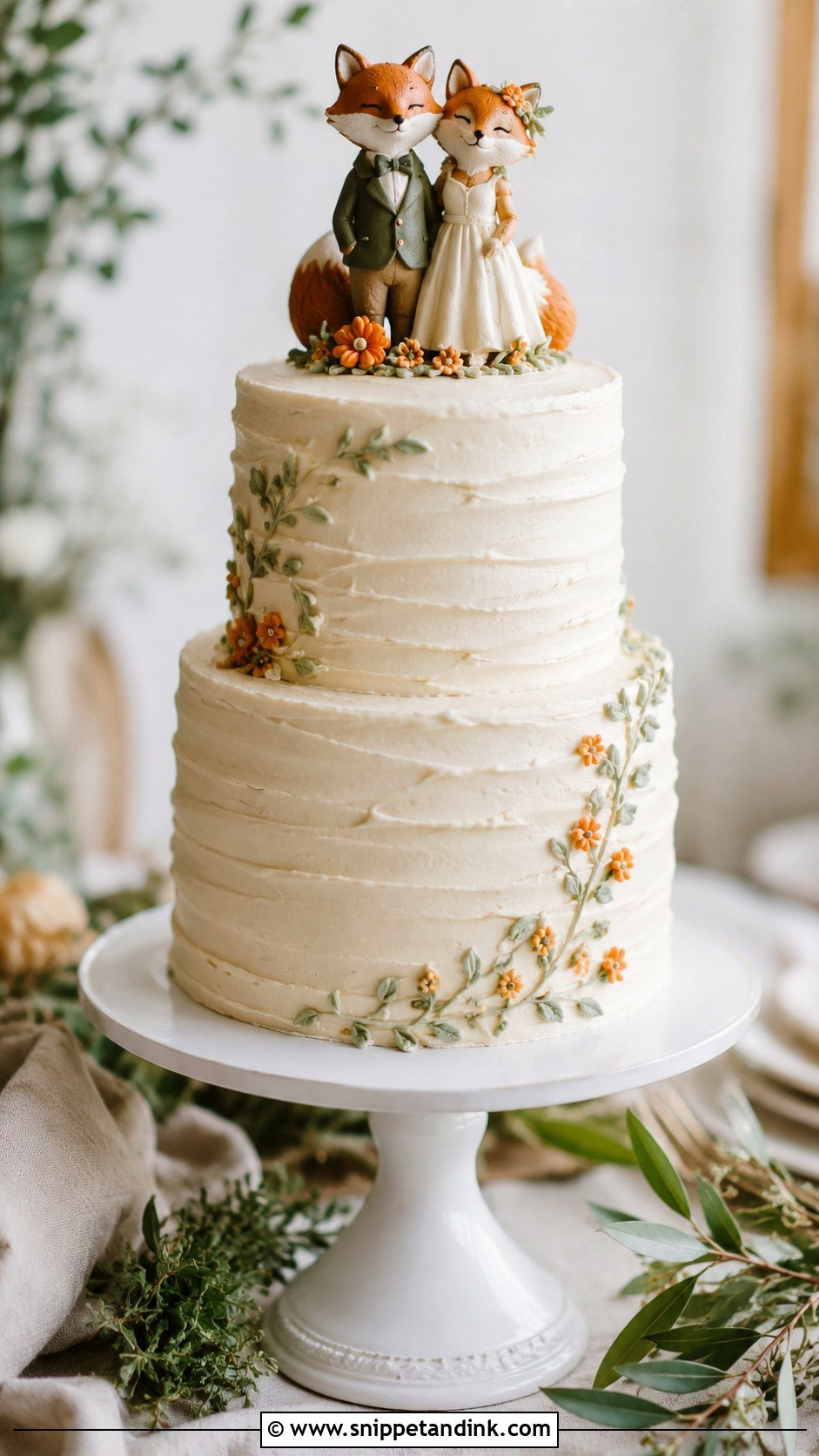 Fox Wedding Cake With Buttercream - Snippet and Ink - 20 Fox Wedding Cake Ideas