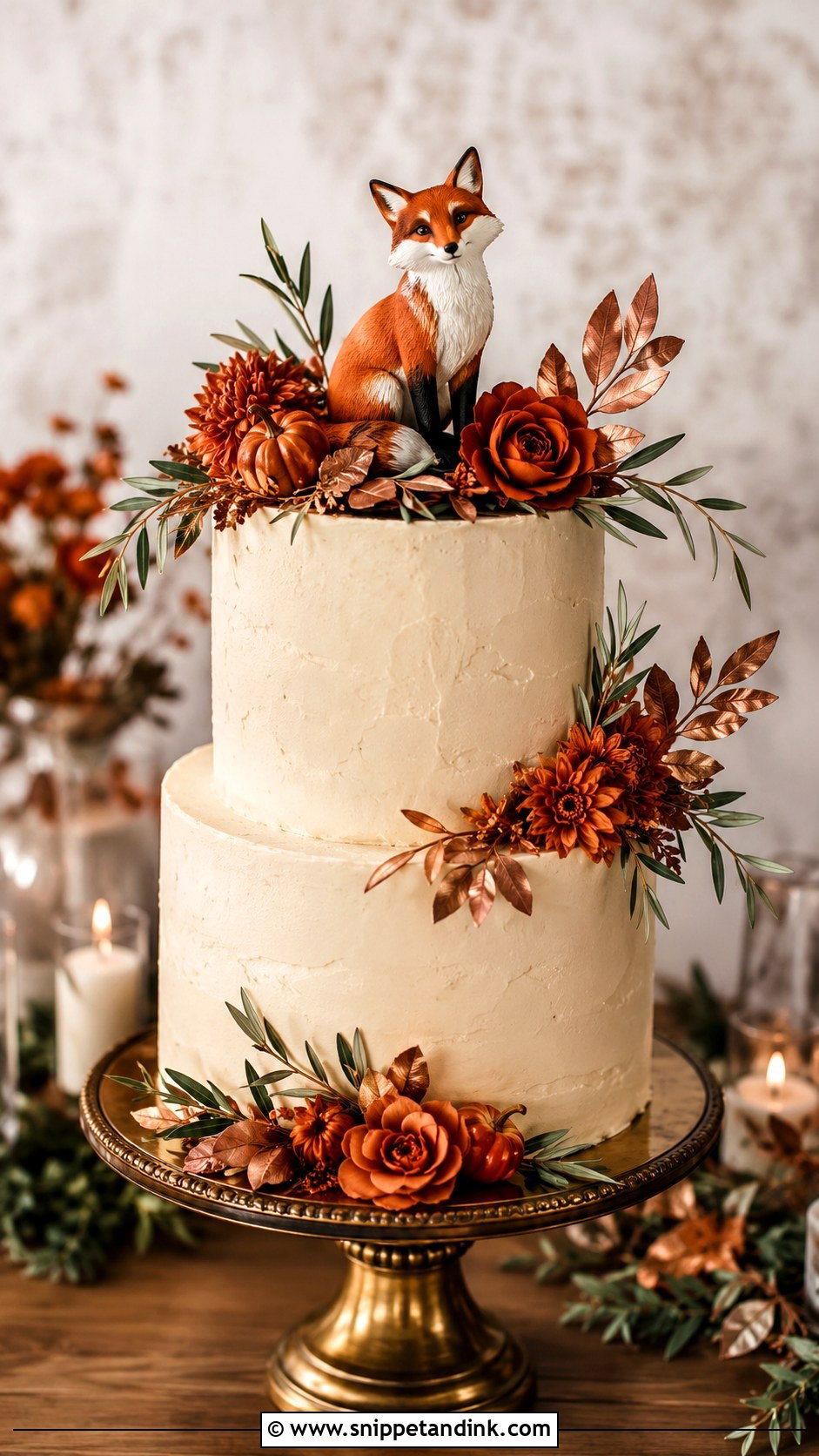 Fox Wedding Cake With Fall Colors - Snippet and Ink - 20 Fox Wedding Cake Ideas