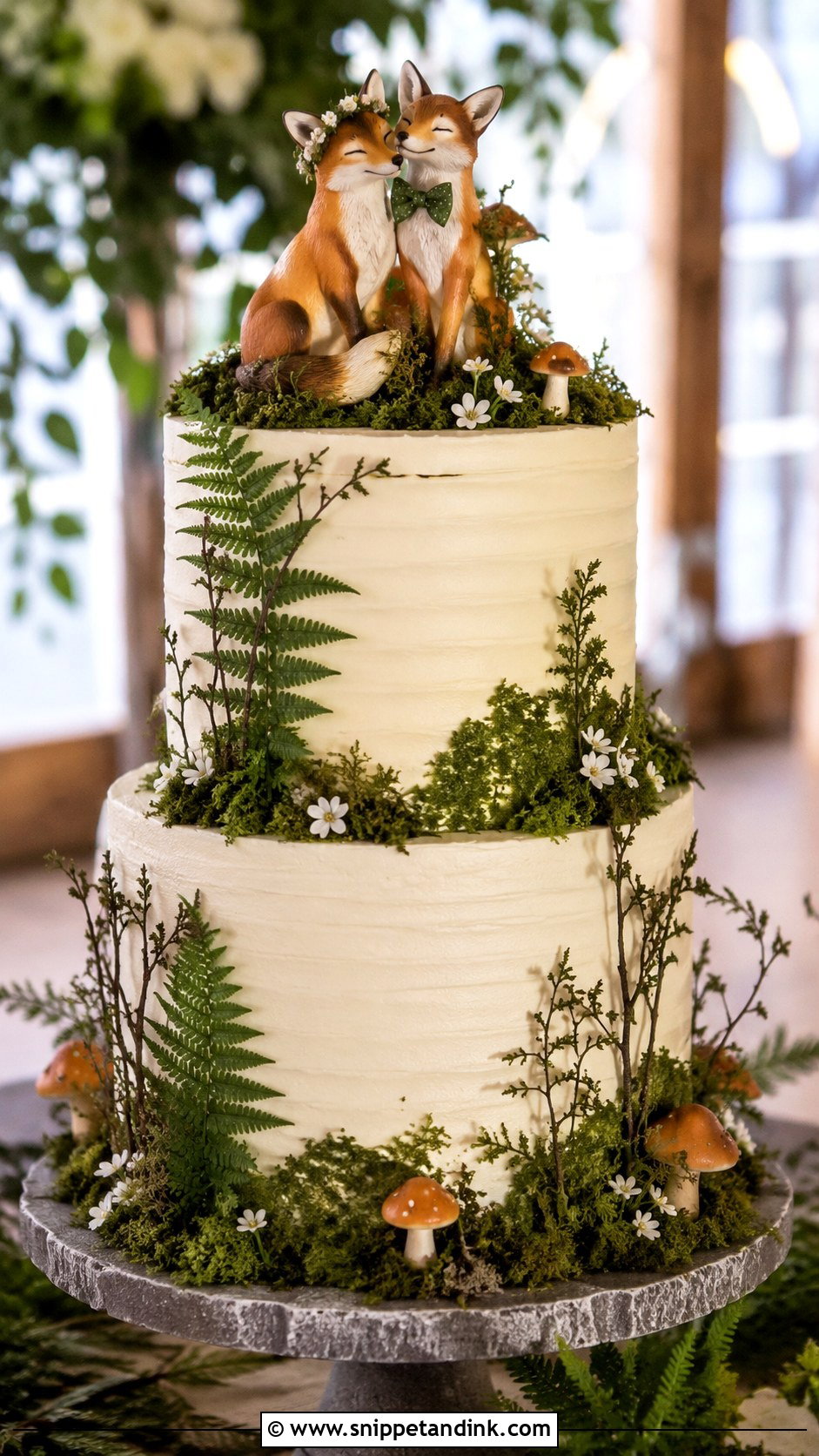 Fox Wedding Cake With Moss - Snippet and Ink - 20 Fox Wedding Cake Ideas